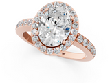 Rose gold Oval Halo Diamond Pavé Band Ring with Prong Setting_21