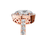 Rose gold Oval Halo Diamond Pavé Band Ring with Prong Setting_25