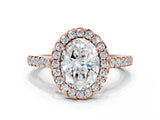 Rose gold Oval Halo Diamond Pavé Solitaire Ring_27