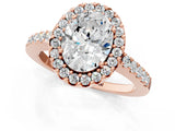Rose gold Oval Halo Diamond Pavé Solitaire Ring_28