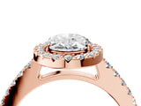 Rose gold Oval Halo Diamond Pavé Solitaire Ring_31