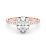 Rose gold Fancy Pink Asscher  Halo Diamond Pave Band Ring with Four-Prong Setting