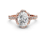 Rose gold Oval Halo Diamond Pave Band Ring with Four-Prong Setting_19