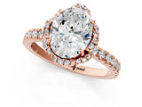 Rose gold Oval Halo Diamond Pave Band Ring with Four-Prong Setting_20
