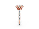 Rose gold Oval Halo Diamond Pave Band Ring with Four-Prong Setting_21