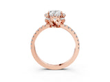 Rose gold Oval Halo Diamond Pave Band Ring with Four-Prong Setting_22