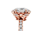Rose gold Oval Halo Diamond Pave Band Ring with Four-Prong Setting_24