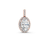 Rose gold Oval Halo Diamond Pendant with Prong Setting_10