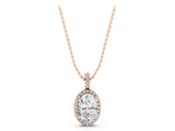 Rose gold Oval Halo Diamond Pendant with Prong Setting_11