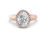 Rose gold Oval Halo Diamond Ring with Cathedral Band and Four-Prong Setting_61