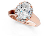 Rose gold Oval Halo Diamond Ring with Cathedral Band and Four-Prong Setting_62