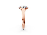 Rose gold Oval Halo Diamond Ring with Cathedral Band and Four-Prong Setting_63
