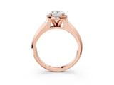 Rose gold Oval Halo Diamond Ring with Cathedral Band and Four-Prong Setting_64