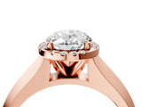 Rose gold Oval Halo Diamond Ring with Cathedral Band and Four-Prong Setting_65