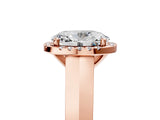 Rose gold Oval Halo Diamond Ring with Cathedral Band and Four-Prong Setting_66