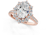 Rose gold Oval Halo Diamond Ring with Pavé Band and Prong Setting_57