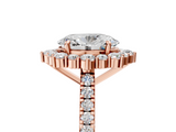 Rose gold Oval Halo Diamond Ring with Pavé Band and Prong Setting_61