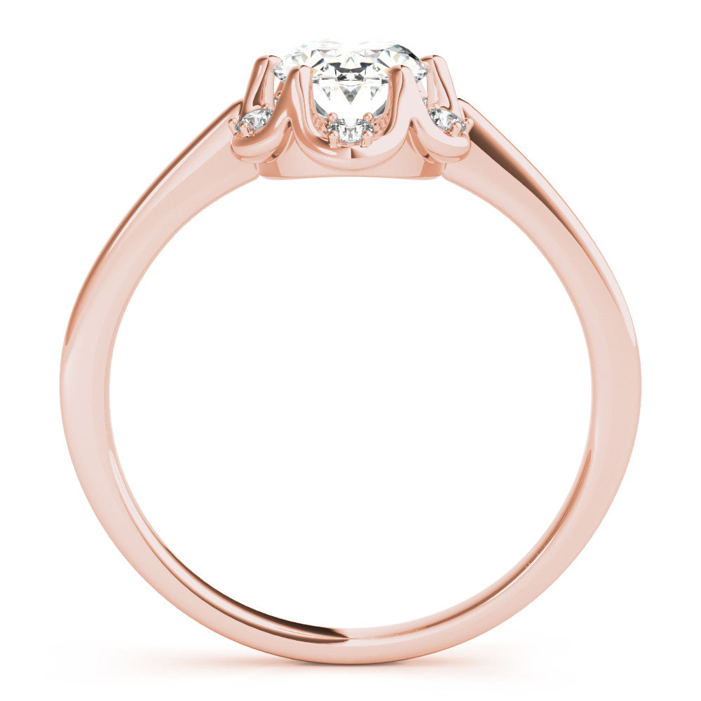 Rose gold Oval Halo Diamond Ring with Round Cluster Setting, Solitaire Band, and Four-Prong Setting 2