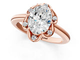Rose gold Oval Halo Diamond Ring with Round Cluster Setting, Solitaire Band, and Four-Prong Setting_72
