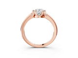 Rose gold Oval Halo Diamond Ring with Round Cluster Setting, Solitaire Band, and Four-Prong Setting_74