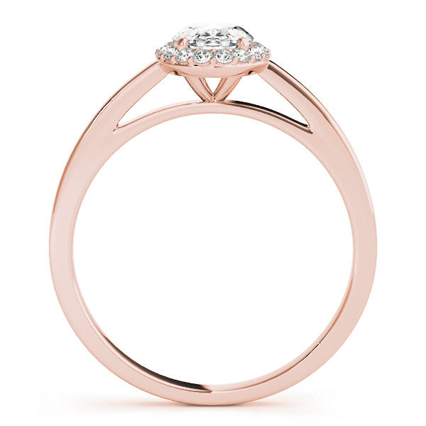 Rose gold Oval Halo Diamond Ring with Solitaire Band and Prong Setting 2