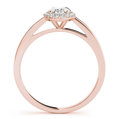 Rose gold Oval Halo Diamond Ring with Solitaire Band and Prong Setting 2