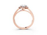 Rose gold Oval Halo Diamond Ring with Solitaire Band and Prong Setting_6