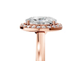 Rose gold Oval Halo Diamond Ring with Solitaire Band and Prong Setting_8