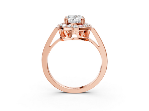 Rose gold Oval Halo Diamond Ring with Split Shank and Four-Prong Setting_64