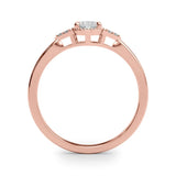 Rose gold Fancy Blue Princess Cut Diamond Halo Ring with Tapered Band and Four-Prong Setting