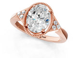 Rose gold Oval Halo Diamond Ring with Tapered Band and Four-Prong Setting_8