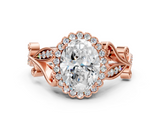 Rose gold Oval Halo Diamond Ring with Vintage Split Shank and Four-Prong Setting_20