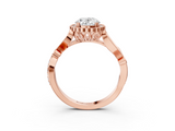 Rose gold Oval Halo Diamond Ring with Vintage Split Shank and Four-Prong Setting_23