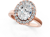 Rose gold Oval Halo Diamond Solitaire with Pavé Band and Four-Prong Setting_75