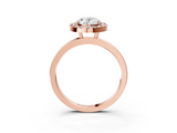 Rose gold Oval Halo Diamond Solitaire with Pavé Band and Four-Prong Setting_77