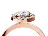 Rose gold Oval Halo Diamond Solitaire with Pavé Band and Four-Prong Setting_78