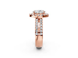 Rose gold Oval Halo Diamond Split Shank Engagement Ring with Prong Setting_71