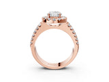 Rose gold Oval Halo Diamond Split Shank Engagement Ring with Prong Setting_72