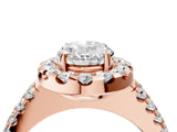 Rose gold Oval Halo Diamond Split Shank Engagement Ring with Prong Setting_73