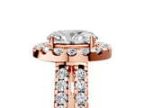 Rose gold Oval Halo Diamond Split Shank Engagement Ring with Prong Setting_74