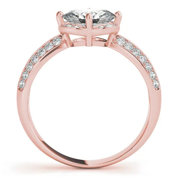 Rose gold Oval Halo Diamond Split Shank Ring with Four-Prong Setting