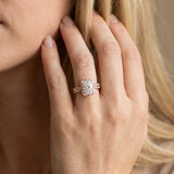 Rose gold Oval Halo Diamond Split Shank Ring with Four-Prong Setting_14