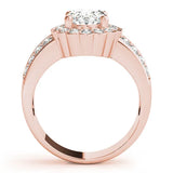 Rose gold Oval Halo Diamond Split Shank Ring with Scalloped Prong Setting 2