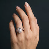 Rose gold Oval Halo Diamond Split Shank Ring with Scalloped Prong Setting_6