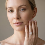Rose gold Oval Halo Diamond Split Shank Ring with Scalloped Prong Setting_7