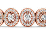 Rose gold Oval Halo Diamond Tennis Bracelet with Bezel Setting_3