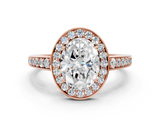 Rose gold Oval Halo Pavé Diamond Engagement Ring with Bezel Setting_20