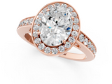 Rose gold Oval Halo Pavé Diamond Engagement Ring with Bezel Setting_21