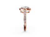 Rose gold Oval Halo Pavé Diamond Engagement Ring with Bezel Setting_22