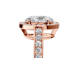 Rose gold Oval Halo Pavé Diamond Engagement Ring with Bezel Setting_25